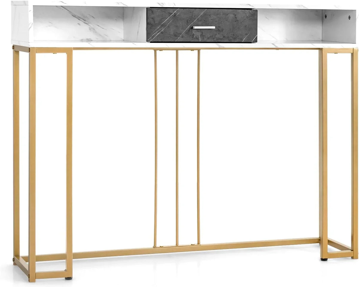 Table Room &amp; Living Entryway Pads Device with Kitchen NLTBONNIE Table Faux Ent Hallway Adjustable for Sofa with Foyer - Room Dining Anti-Toppling Foot &amp; Drawer Marble Console