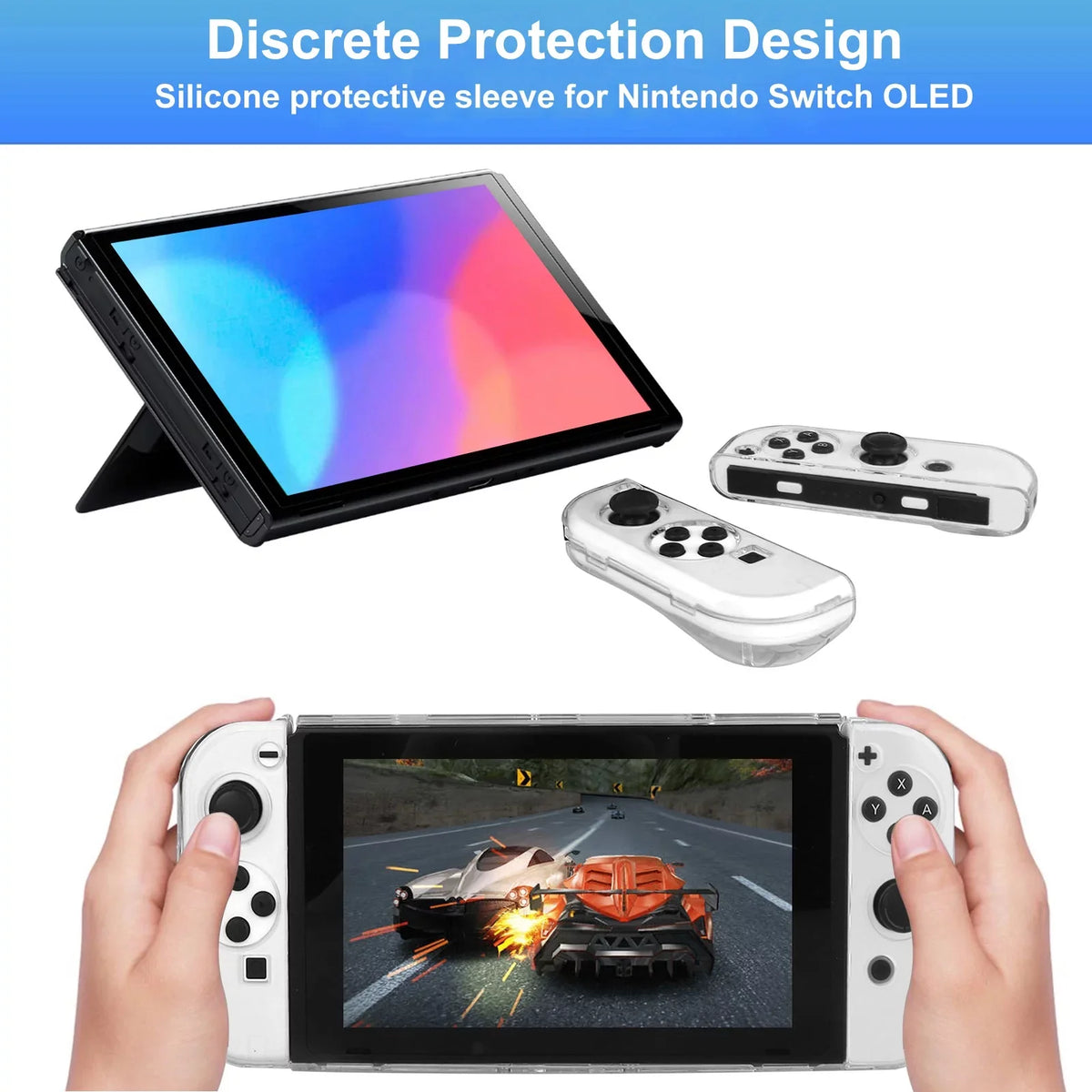 EEEkit for Kit Tempered Nintendo Carrying Glass OLED, Switch Thumb with More, Protector, Bundle 16-in-1 Grips, Black Case, Accessories Accessories Fit Case, Cover Protective Screen and