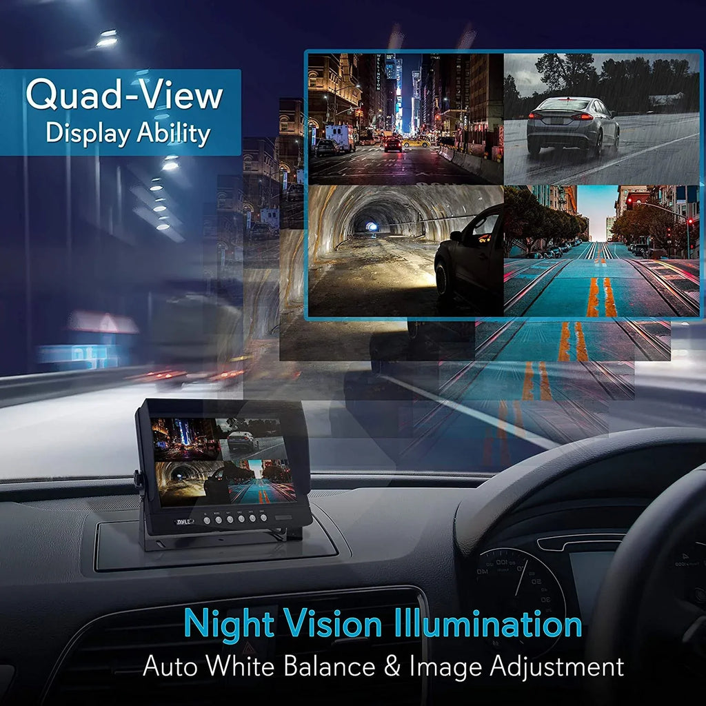 Tilt-Adjustable, Recorder, - PLCMTRDVR47 Pyle Parking System Kit Reverse Universal w/ Car Mount Back Night Camera Video Monitor, Up Rearview Rear 9 DVR Truck Dual View LCD Backup Vision, Vehicle -