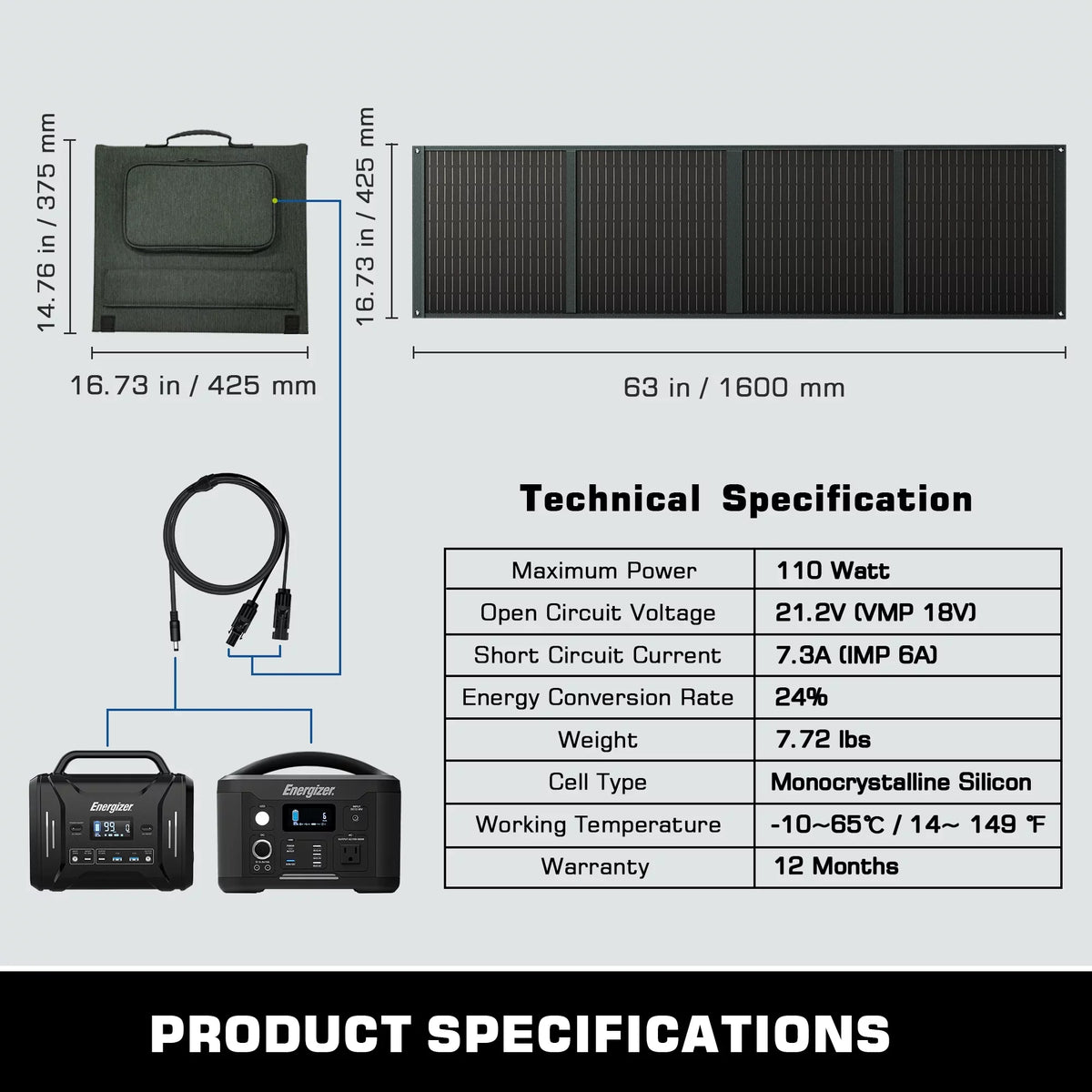 Station for Solar Fast Foldable Portable with for Output Panel Segmart 110W, Power and Trailer PD18W Car Charging Marine Power Devices, Camping Station USB