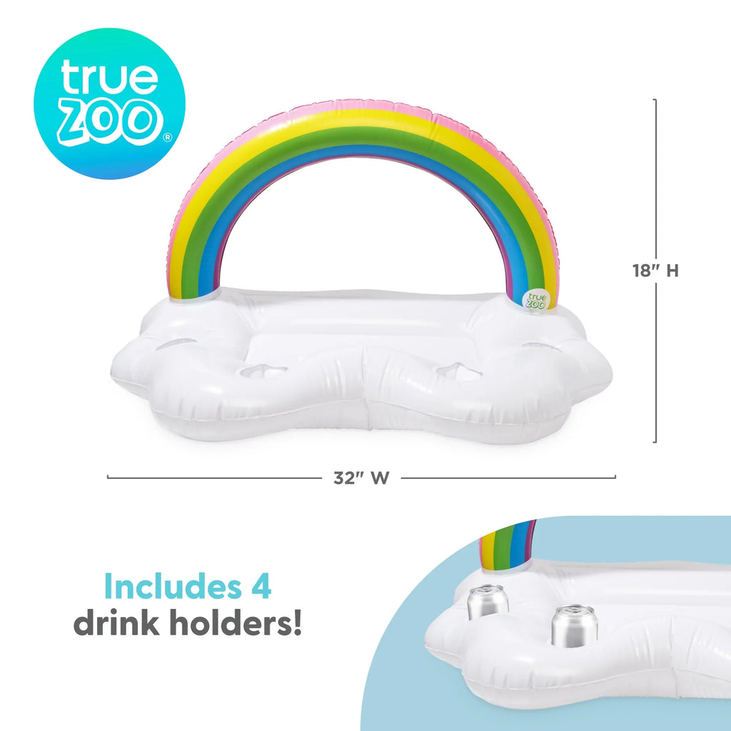 Cooler, of and TrueZoo Drink Party Box Floatie, Cloud Cup Inflatable Floating Bar Ice Colorful Rainbow Holders 1 Pool Set