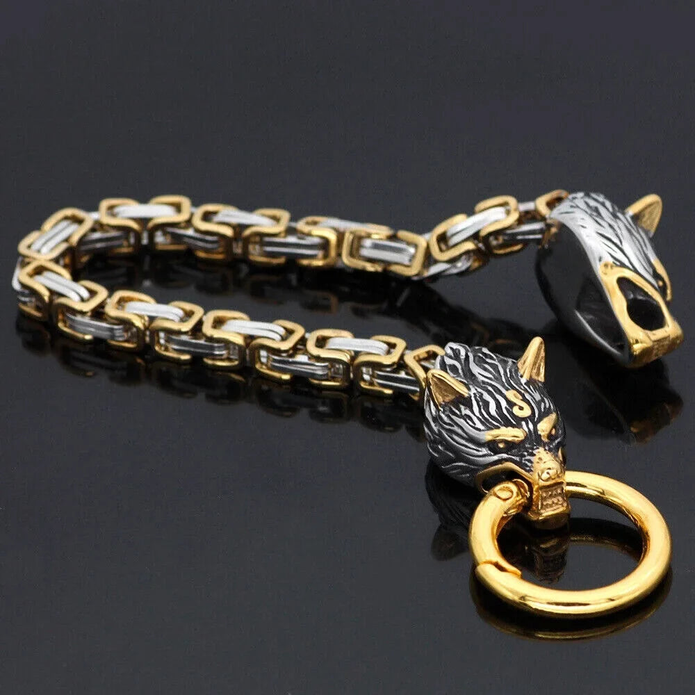 Handmade Men's Celtic Retro Bracelet Wolf Fashion Steel Stainless Jewelry Nordic