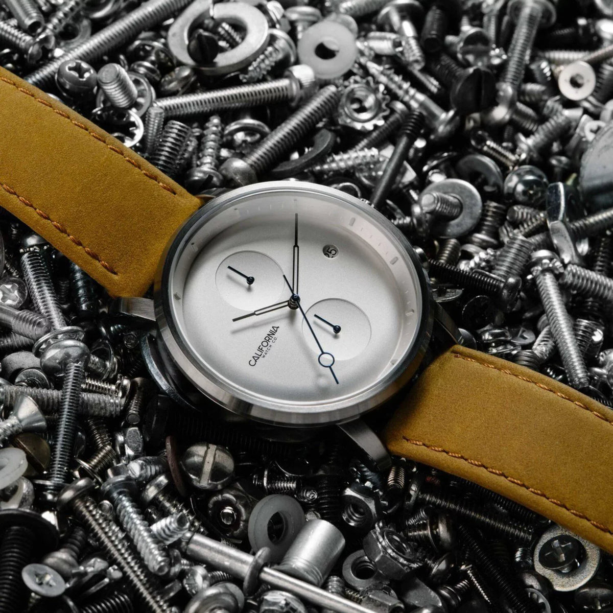 Sand Gate Watch California Golden Leather Chrono Co. White