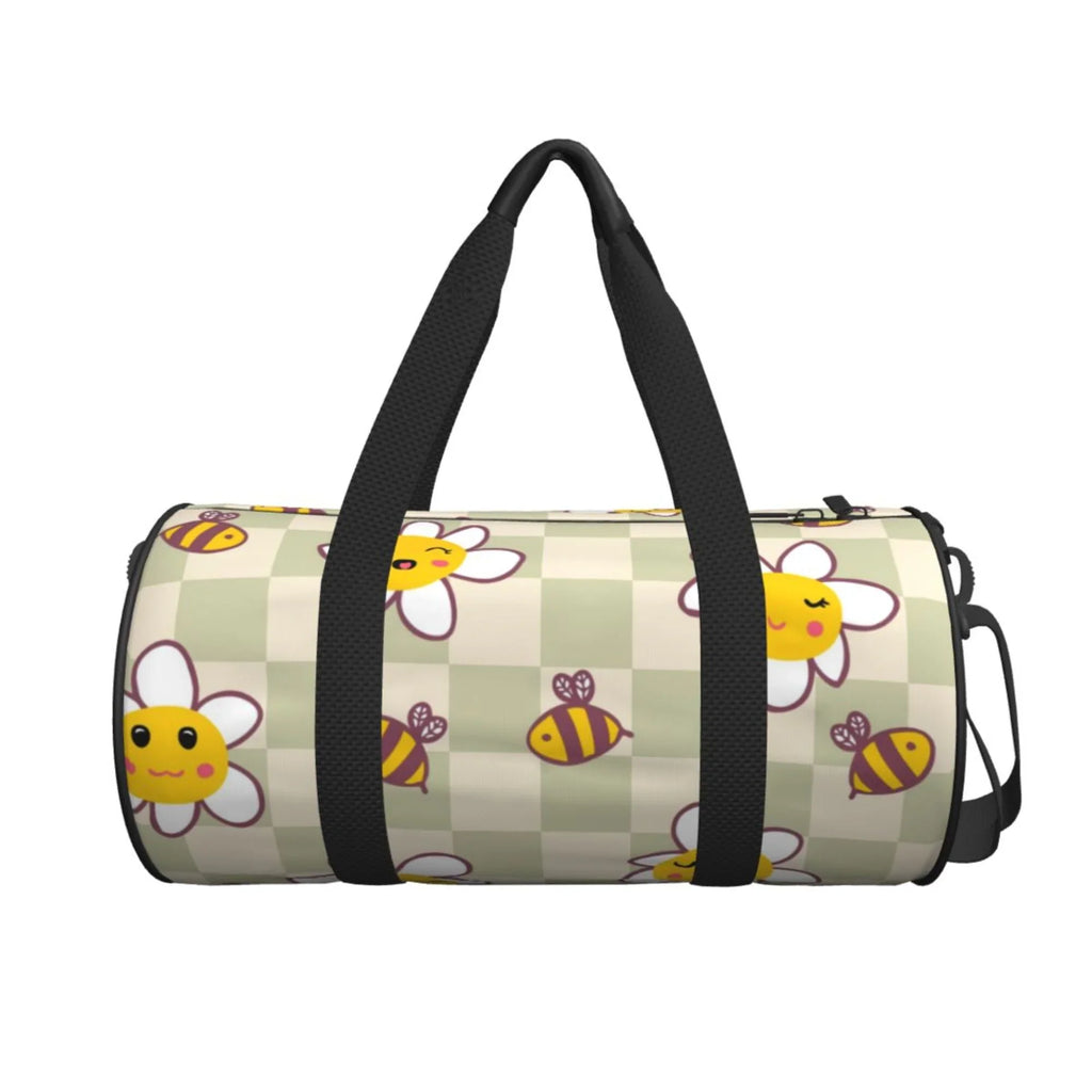Weekenders ZICANCN Duffle Bag, Bag Bees Tote for Gym Sports Travel Bags Men Checkerboard Women Retro Daisies