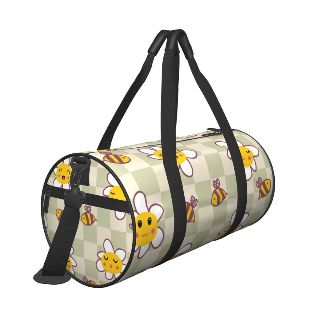 Weekenders ZICANCN Duffle Bag, Bag Bees Tote for Gym Sports Travel Bags Men Checkerboard Women Retro Daisies