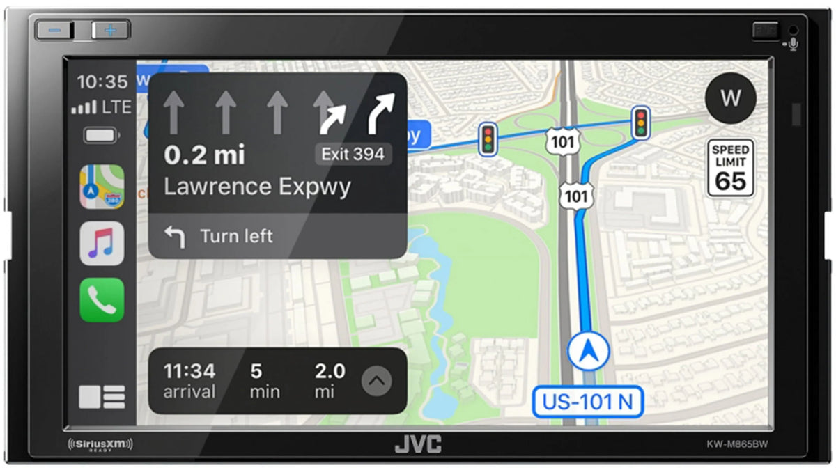 with Mobile 6.8-inch All-Digital Android in-Dash Carplay, Apple Bluetooth, Siriusxm Ready Media Double-Din Auto, JVC KW-M865BW Receiver and