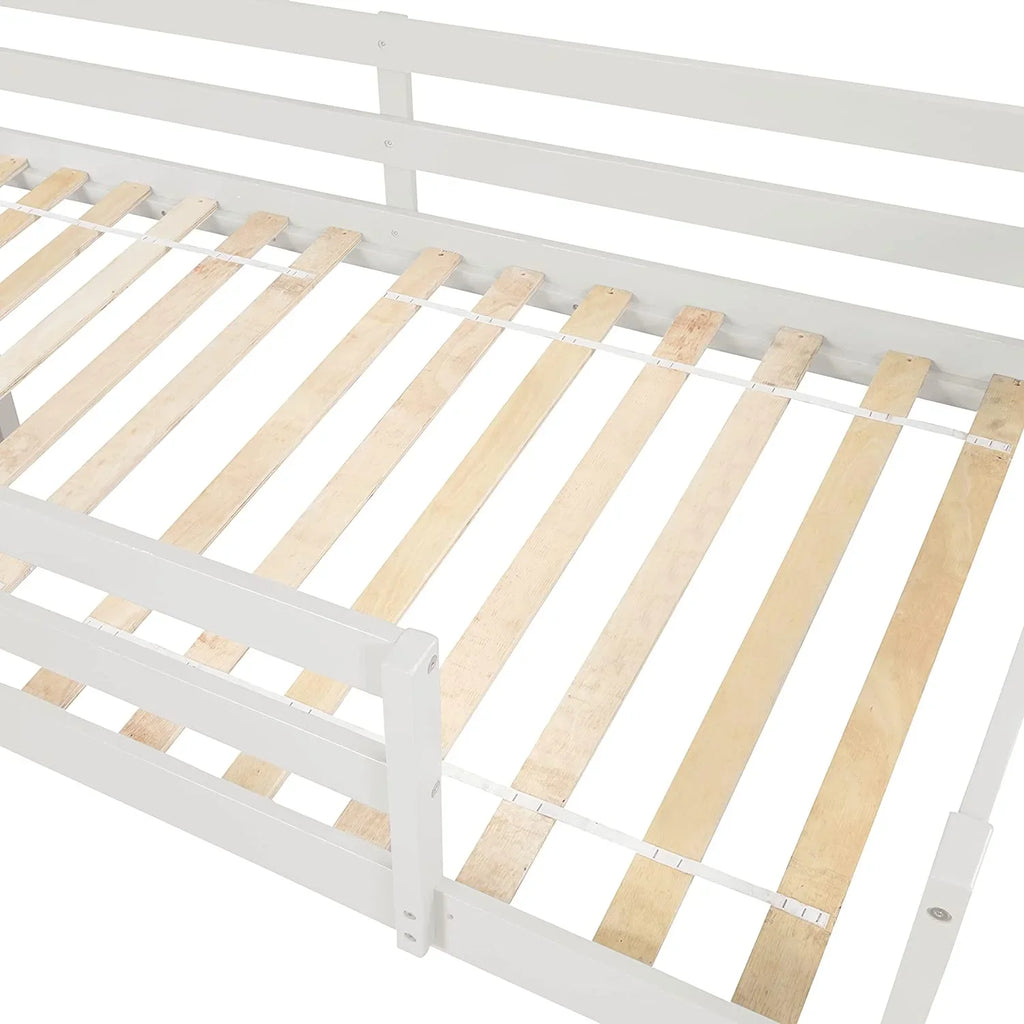 &amp; with Bright Bed Low Wood with for Box No Size NLTBONNIE Stairs Twin Safety Teens Frame Rail Loft Bed (White) Loft Harper Designs and Needed Slide Toddlers Spring