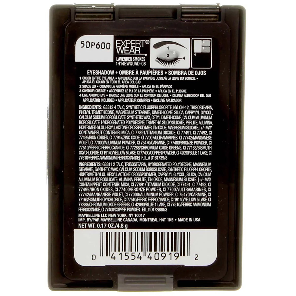 Eyeshadow, Expert Lavender 4) of Maybelline oz [08Q] Smoke New Quads (Pack Wear 0.17 York