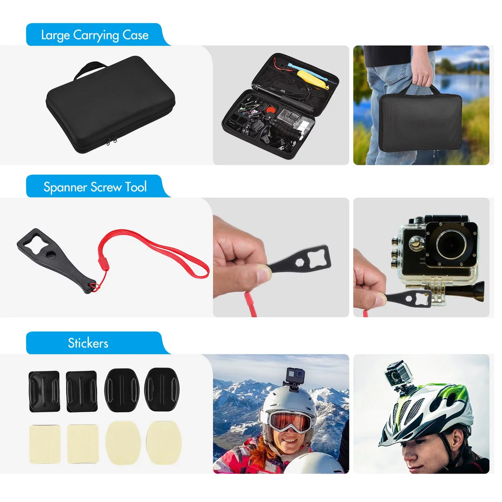 Sports Stick Bracket Black 109 Accessories Selfie Hero with Various and Kit with for Set Replacement Action GoPro Housing Case Accessories Andoer Silicone More Mount Protective Waterproop
