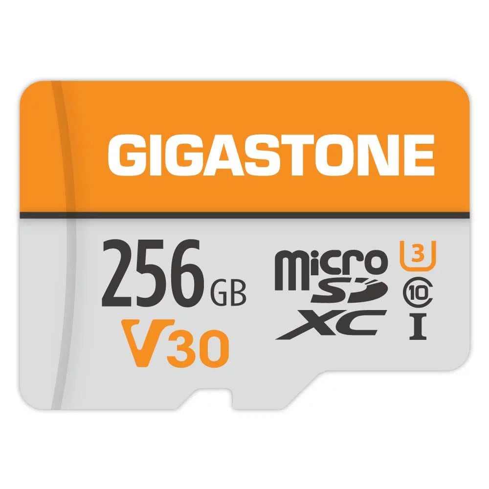 MicroSDXC U3 for Wyze, to Video Pro, Card, Camera, Security 4K Nintendo-Switch, Micro Recording, Cam, Dash UHS-I C10, up Video with Memory GoPro, SD 100MB/s, A1 Gigastone Card Adapter 4K 256GB V30