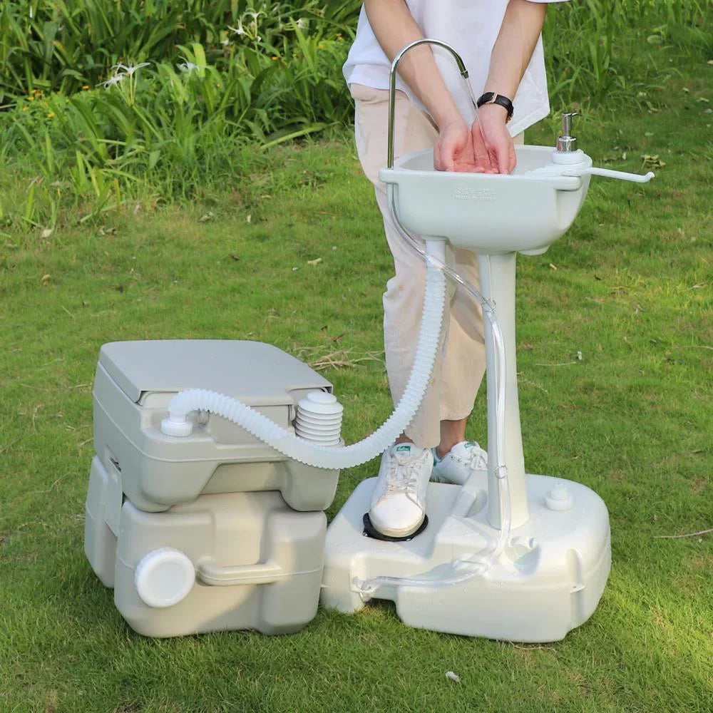 Tripper Camping Flushing Sink Boat Toilet Toilet Hand 5.3 5 Station Road and Camper Washing Portable RV Combo Gal Gal for