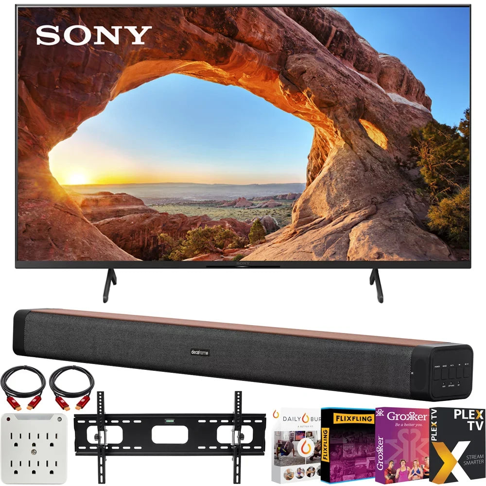 Streaming 2.0 Wall X85J Adapter TV KD50X85J Channel LED 2020 Mount Soundbar Sony Smart Deco (2021 4K Movies Surge Premiere w/subwoofer + with Model) 60W Kit + Home + Ultra 50" Bundle HD 6-Outlet