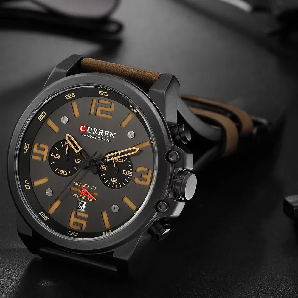 Men Watch Display Calendar CURREN Watch Time 8314 Quartz Hour Brand Minute Watch Wristwatch Leather