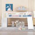 &amp; with Bright Bed Low Wood with for Box No Size NLTBONNIE Stairs Twin Safety Teens Frame Rail Loft Bed (White) Loft Harper Designs and Needed Slide Toddlers Spring