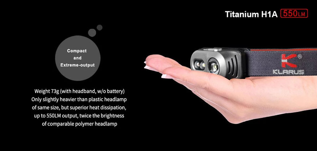 '-Battery Lumens H1A -550 Headlamp V6 XP-L LED Included Klarus Rechargeable -CREE
