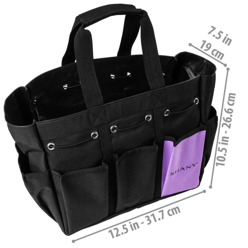 8 with Organizer Pockets Large External Bag â Black SHANY Handbag Beauty Canvas and Travel Tote and Handles Makeup â Two-Tone 2
