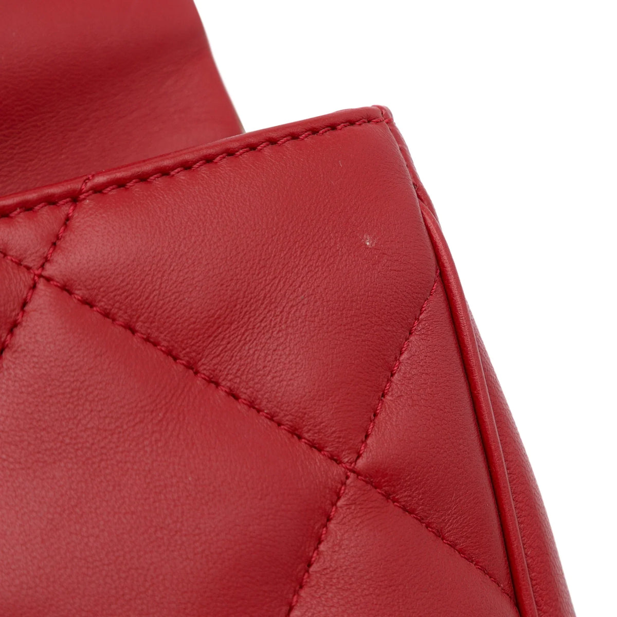 Lambskin Small (Good) Satchel Authenticated Red Flap Unisex Bag Chanel Leather Carry Easy Pre-Owned
