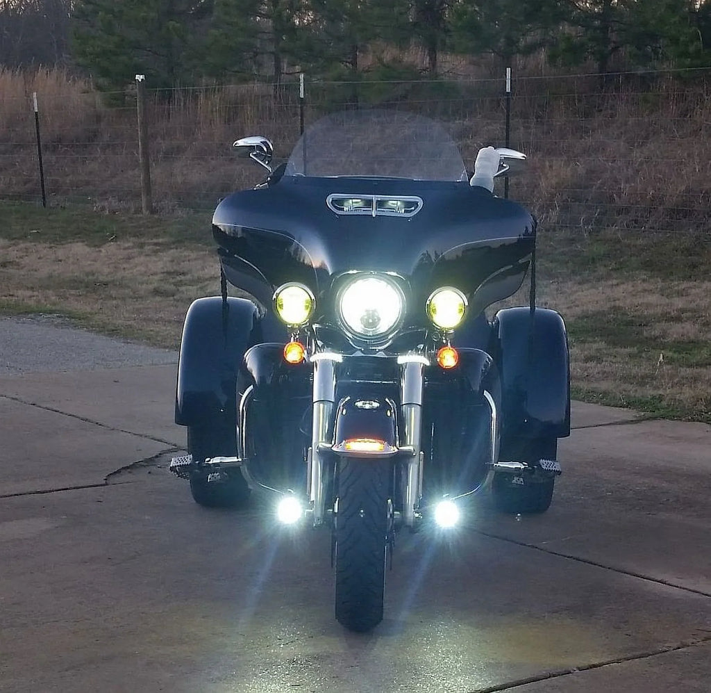 Ultra Auxiliary Lights Lamps Tri LED 6000K Glide Classic For Harley-Davidson