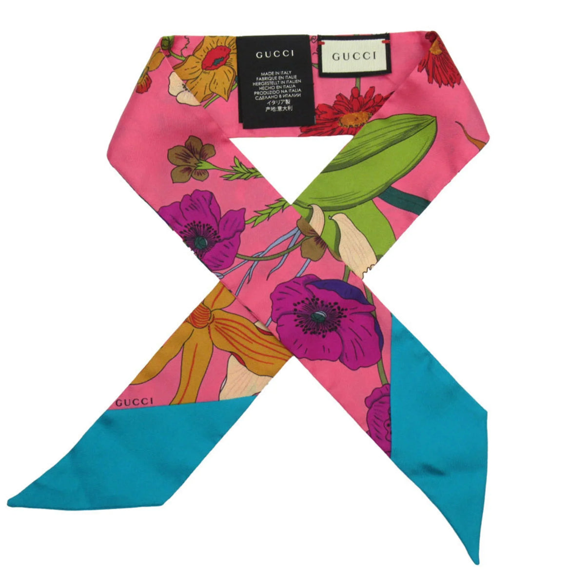 Scarf GUCCI Pre-Owned Muffler Pink/Multicolor Silk Women's w0157a (Good)