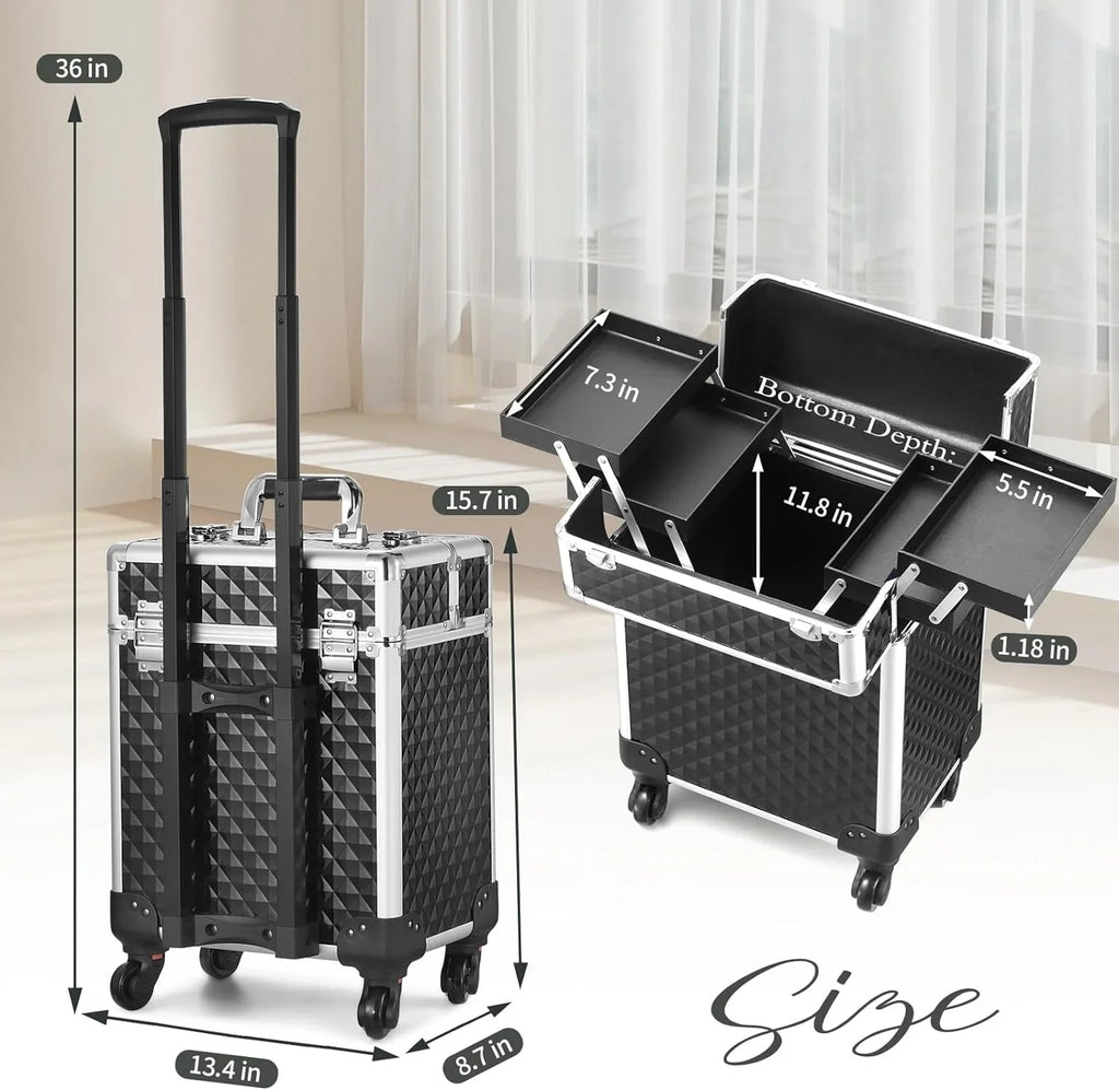 Case Trolley Cosmetic Organizer Large Joligrace Box Makeup Rolling Makeup