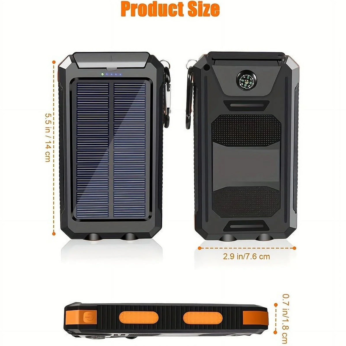 Hook Bank Compass Mobile 10000mah Solar Built-in Charging Panel Portable And Power Power Solar Waterproof With Mobile Charger