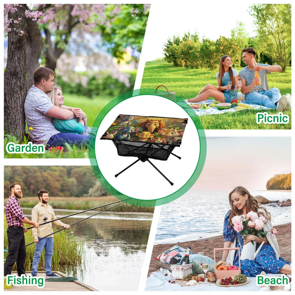 Picnic Beach BBQ Table Fishing Forest Camping Folding Portable Table Storage Travel Compact in Outdoor for Elephant with Table Bag
