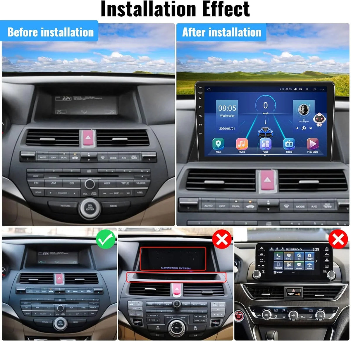 THONZER 10.1 Camera（4G+64G） Car Honda WiFi Navigation Screen Stereo 2008-2013 with Core Auto Inch Touch 4G Car Android Android 8 CarPlay Radio Accord for Bluetooth 8th 5.0 Stereo Backup GPS