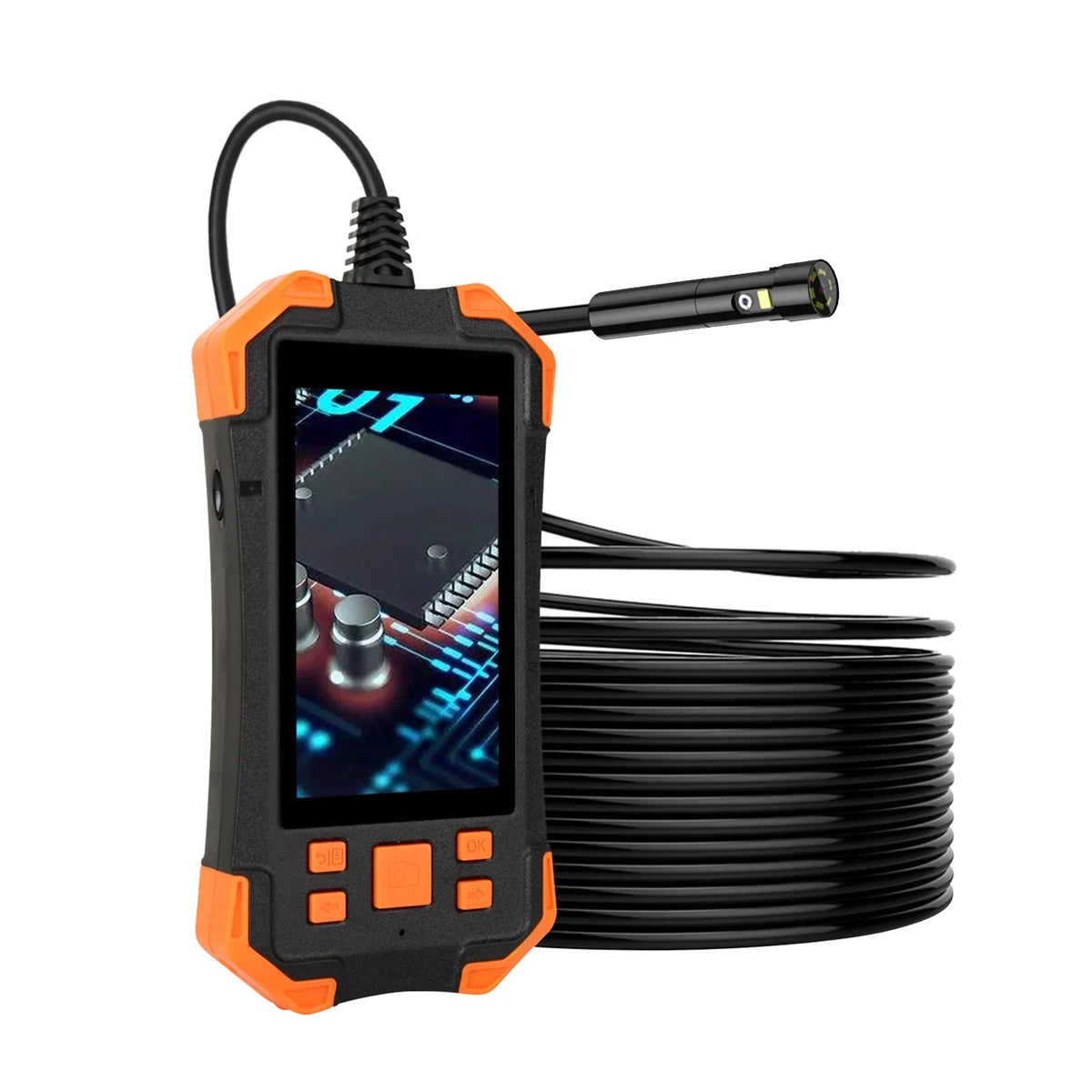 with Semi-rigid Inch Dual Light/ IPS LED Screen Probe/ Industrial 4.3 7.9mm for TF Card Borescope IP67 Pipeline Lens Slot Inspection with Inspecti Cable/ 1080P Automobile Camera Waterproof