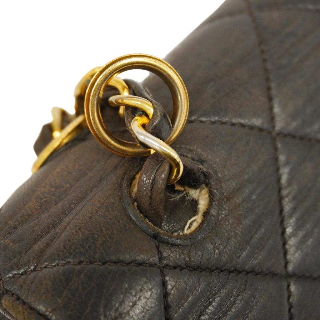 Black W Matelasse Chanel Chain Face Shoulder Pre-Owned Lambskin (Good) Women's Bag Double