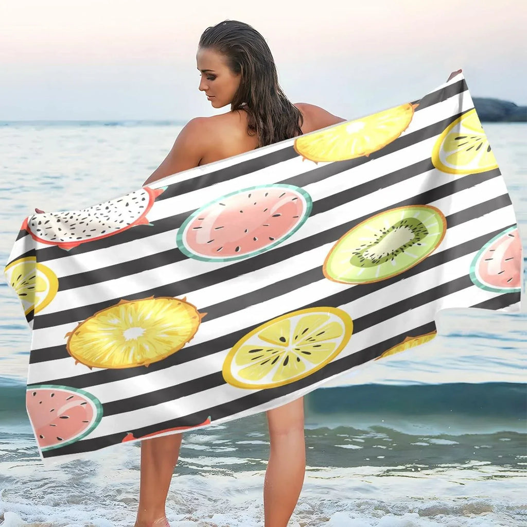 Multipurpose Blanket, Quick Towel, Free Beach Towel Towel Lightweight Slice Towel Bath Thin Pool Bestwell Sand Swim Shower Oversized 30”X60” Tropical Yoga Microfiber Dry Fruit