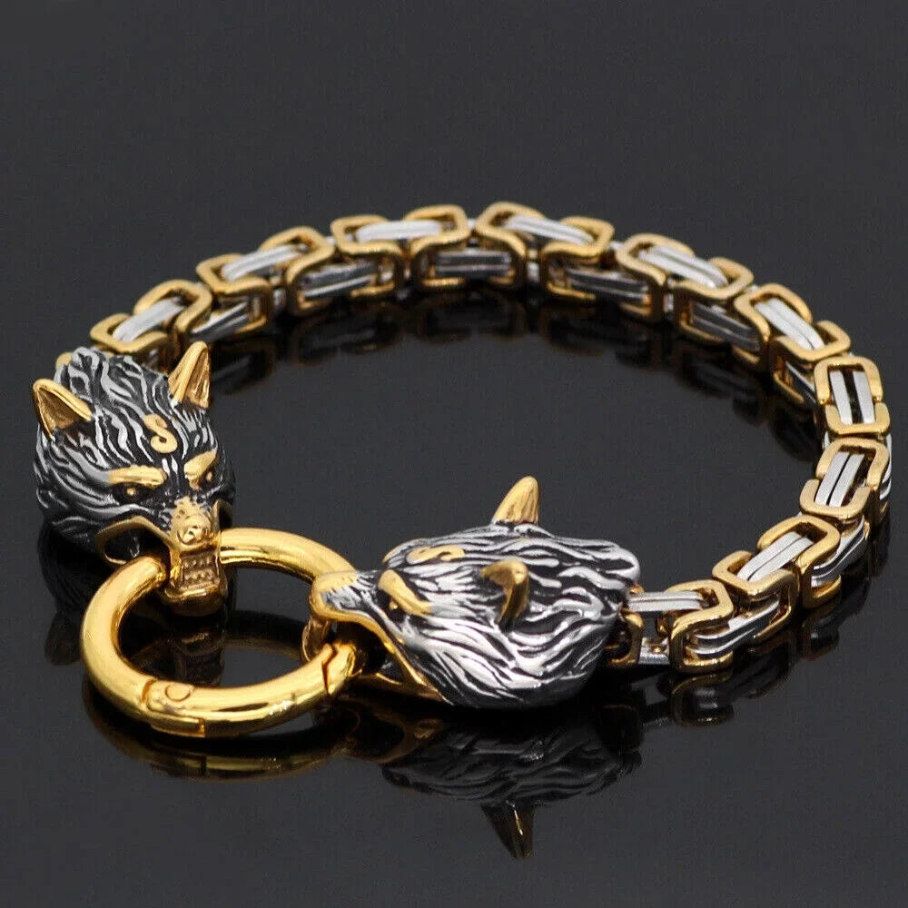 Handmade Men's Celtic Retro Bracelet Wolf Fashion Steel Stainless Jewelry Nordic