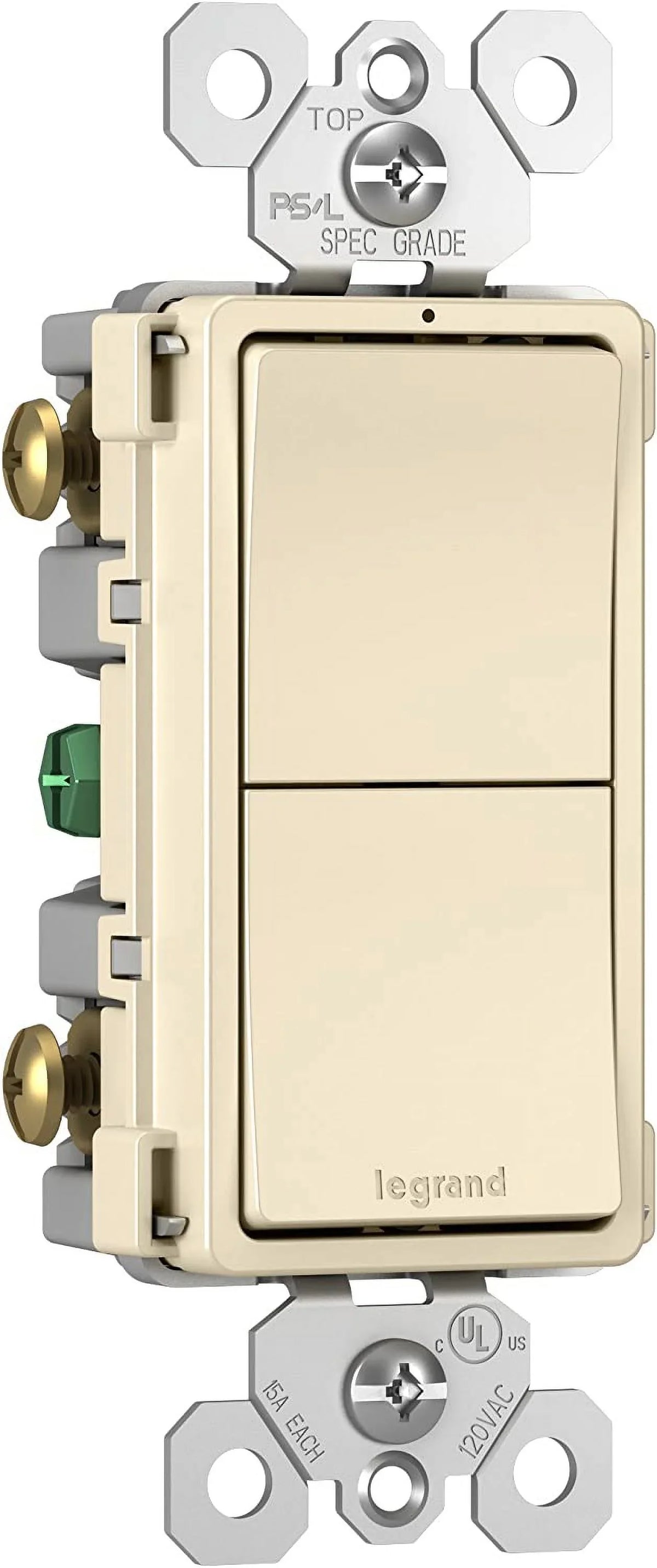 Legrand Seymour Pass Switch, Radiant & 6 - Single-Pole Quantity Almond 2 Light 15A, RCD11LACC6