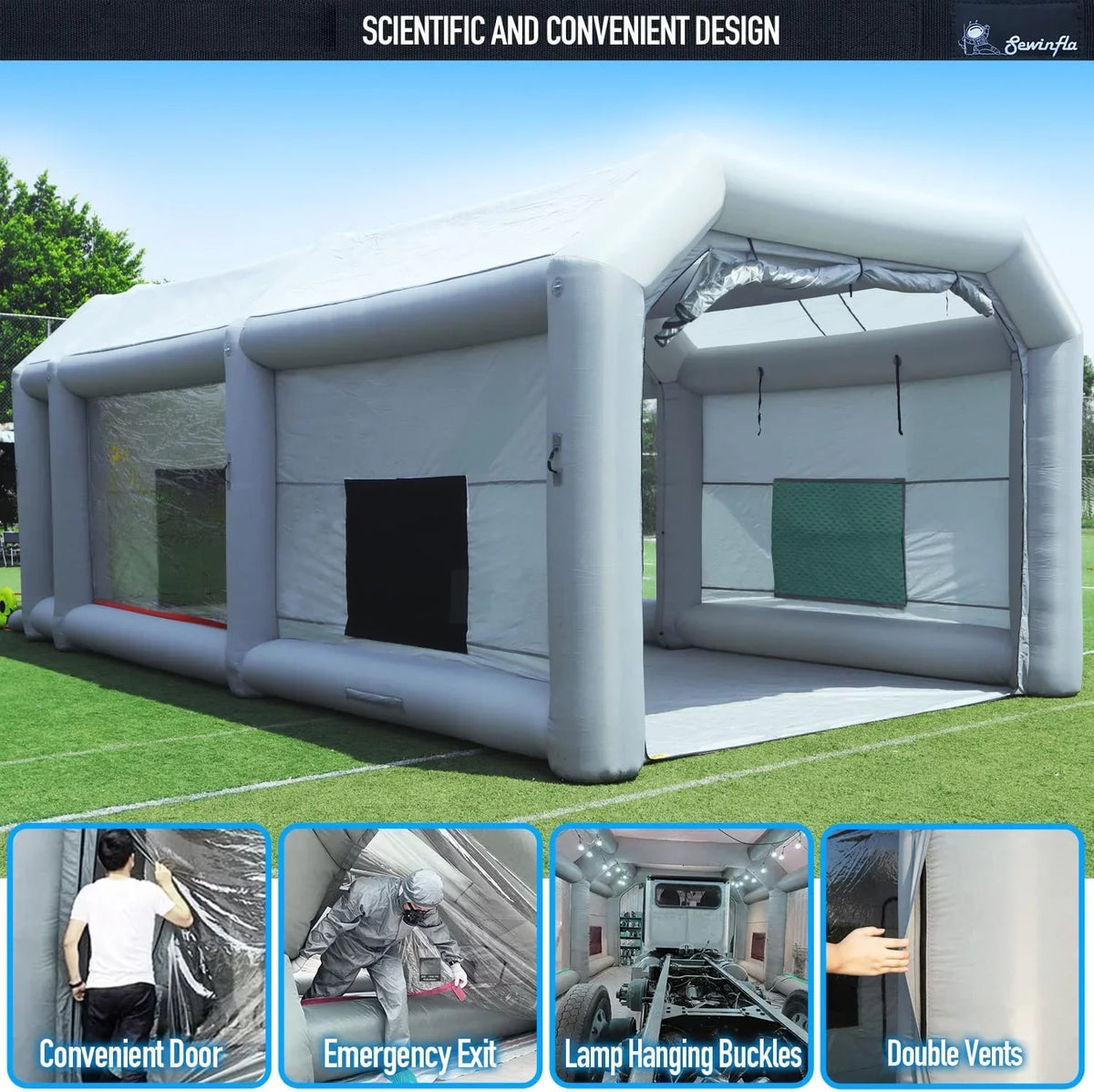 Booth Car Painting Spray 23x20x14.5Ft Paint Booth with Professional Inflatable Inflatable Blowers Sewinfla Booth Portable