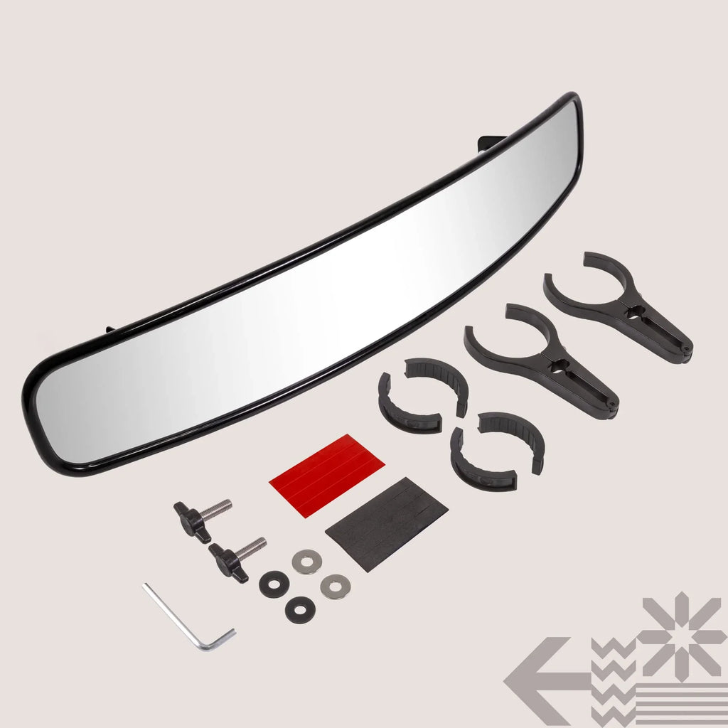 RZR Glass] [Shatterproof for Yamaha Pioneer ATV [Wide UTV Polaris For PRO Clamp] 17" Mirror [1.75"/2" XP, Kawasaki Turbo Roll Bar Convex Can-Am View Rear Mirror Rearview Visibility]