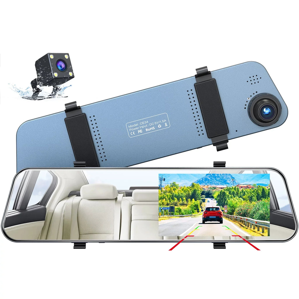 Dual Lens Camera TOGUARD 1080P with HD Camera Dash Rear Front Backup Waterproof Cam Rear Full and 5"