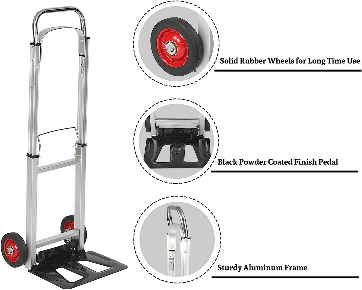 Luggage and Rubber Duty Travel, Wheels Foldable with Truck Portable Industrial Shopping or Cart Trolley Compact Aluminum Handle Hand Telescoping Heavy for