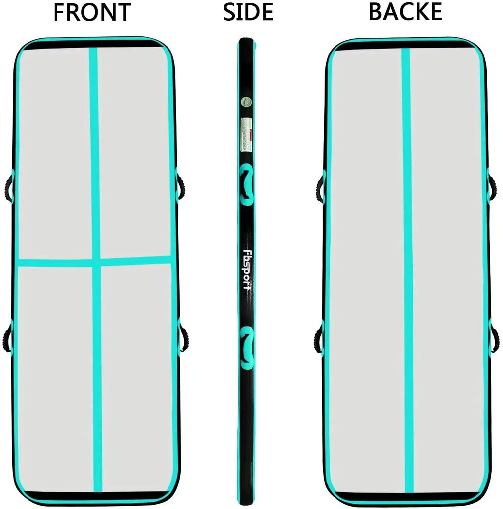 FBSPORT Exercise Material 20ft Mat, Track Green Air Mat, Carbon Tumbling Mint Fiber Gymnastic Inflatbale