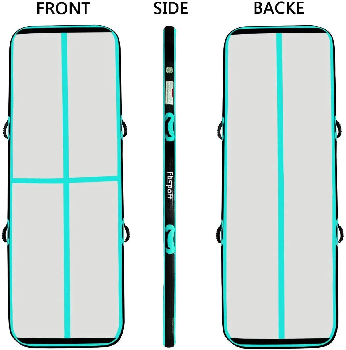 FBSPORT Exercise Material 20ft Mat, Track Green Air Mat, Carbon Tumbling Mint Fiber Gymnastic Inflatbale