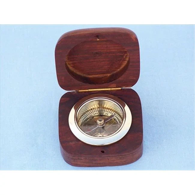 Desk in. 3 Decorative Compasses Compass Rosewood With Brass Accent Box