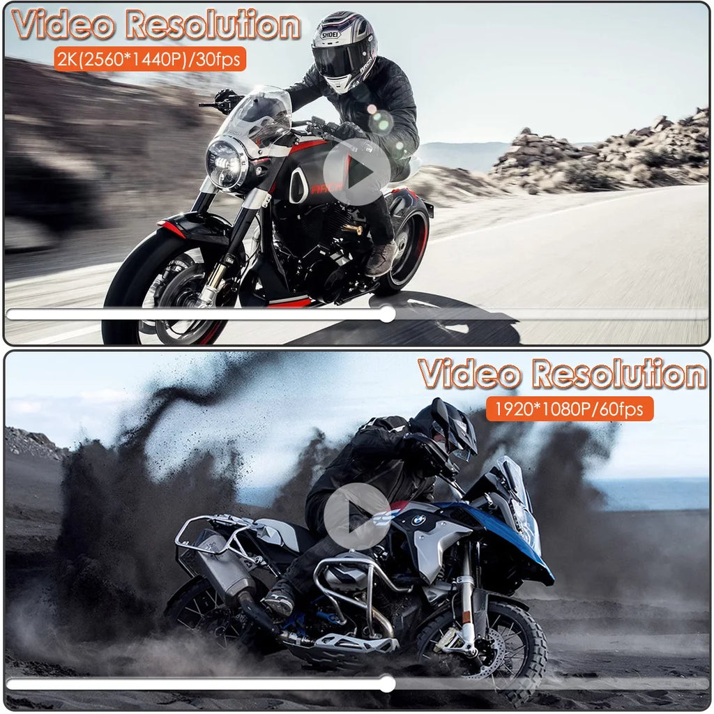 GPS, Wi-Fi, Dash Max Wired ZOMFOM Race 60fps Camera, Cam Wide and Waterproof 256GB LCD Front Angle 30fps/1080P up 150° Mode, All Dual Rear to Motorcycle MD20 2K and Remote, with 2'' EIS