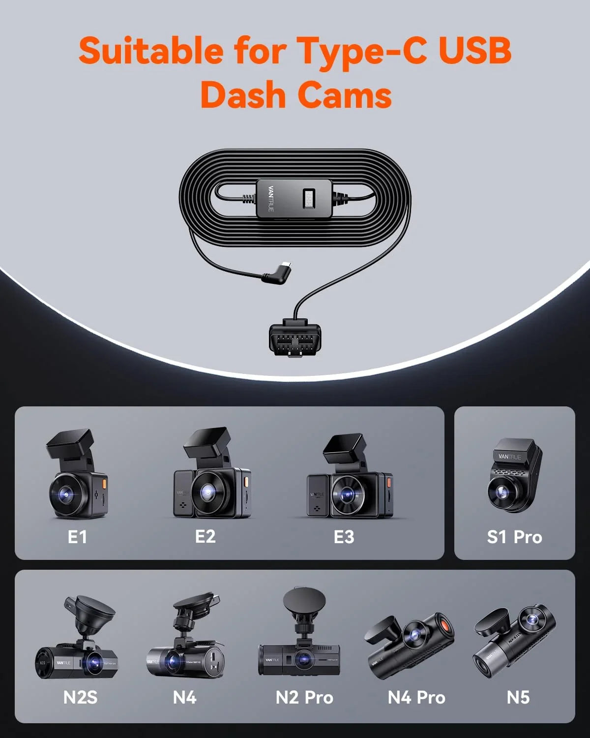 with USB-C Dashcams OBD Hardwiring listing) LCD for (See Cable Screen Vantrue