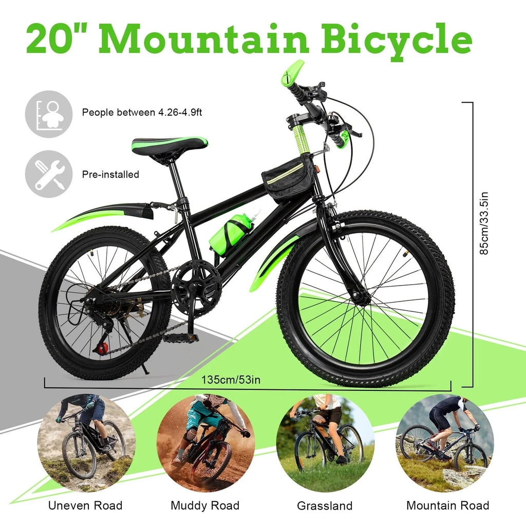 20in Bike Bicycle Kids Disc Double High Child 7 Carbon Bike Speed Steel Brake w/
