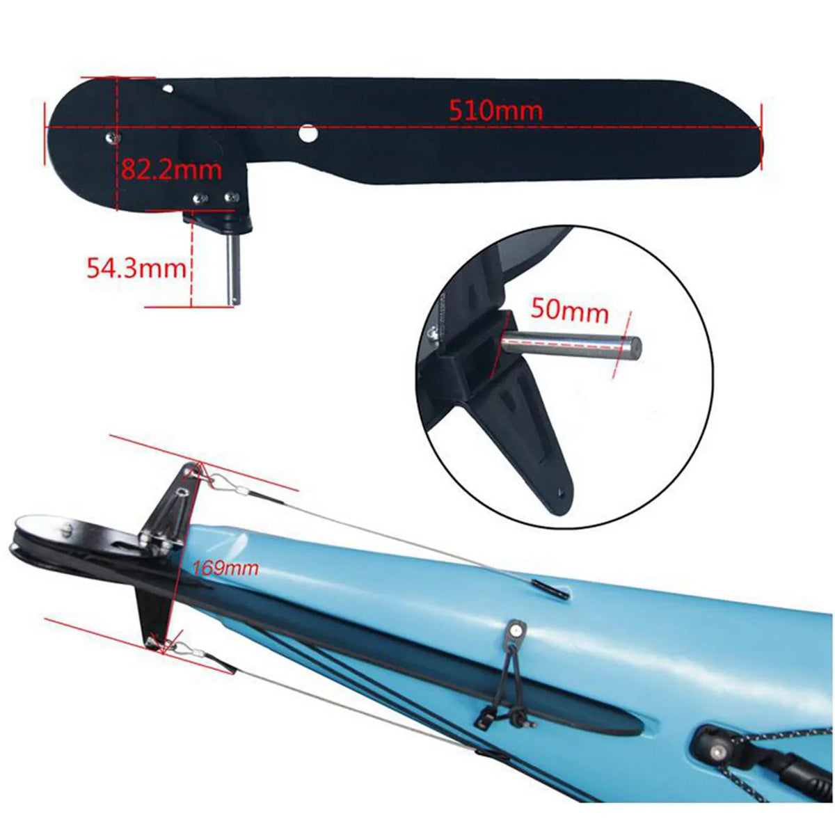 Canoe Kayak Kayak Watercraft Nylon Foot Rudder Replacement System Fishing Control Parts Rudder, Boat for Accessories Steering