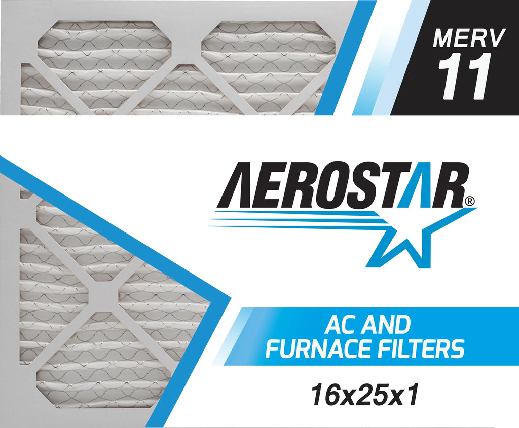 of Pleated 16x25x1, MERV 4, Box Aerostar 11, 16x25x1 Air Made Filter,