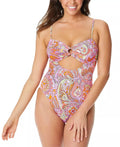 MULTI Flower One-Piece MANDARIN US Jessica Cutout Simpson Medium Swimsuit, O-Ring