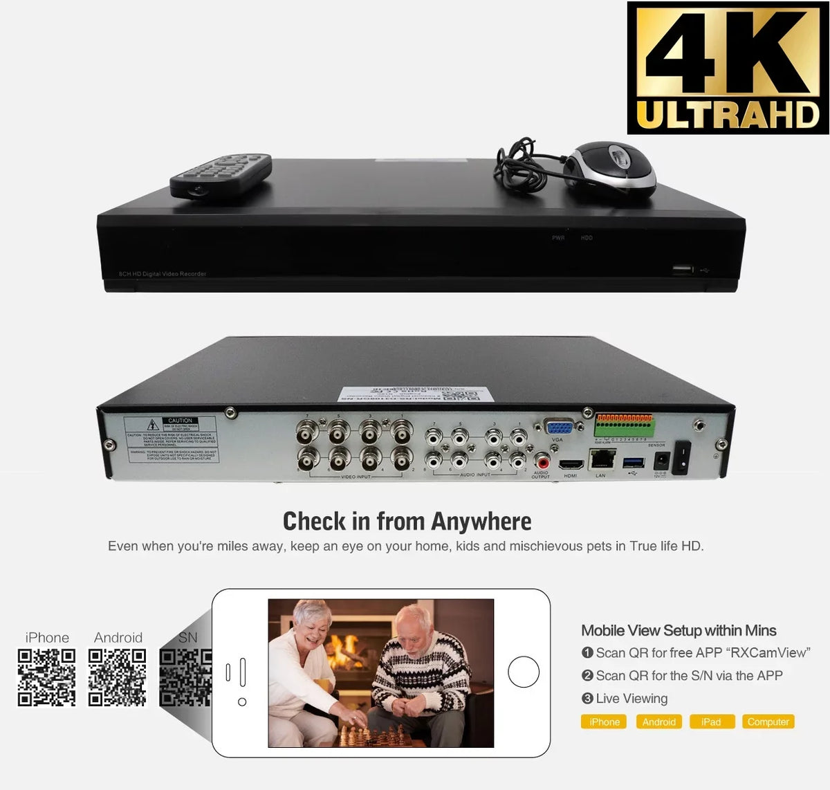 Outdoor DVR Detection, Channel System and Indoor Smart 8 Face/Human/Vehicle 8MP & Camera, Security Dome with 4K x Camera Playback HD-TVI / GW AI Security 8 8MP AI Alert CCTV