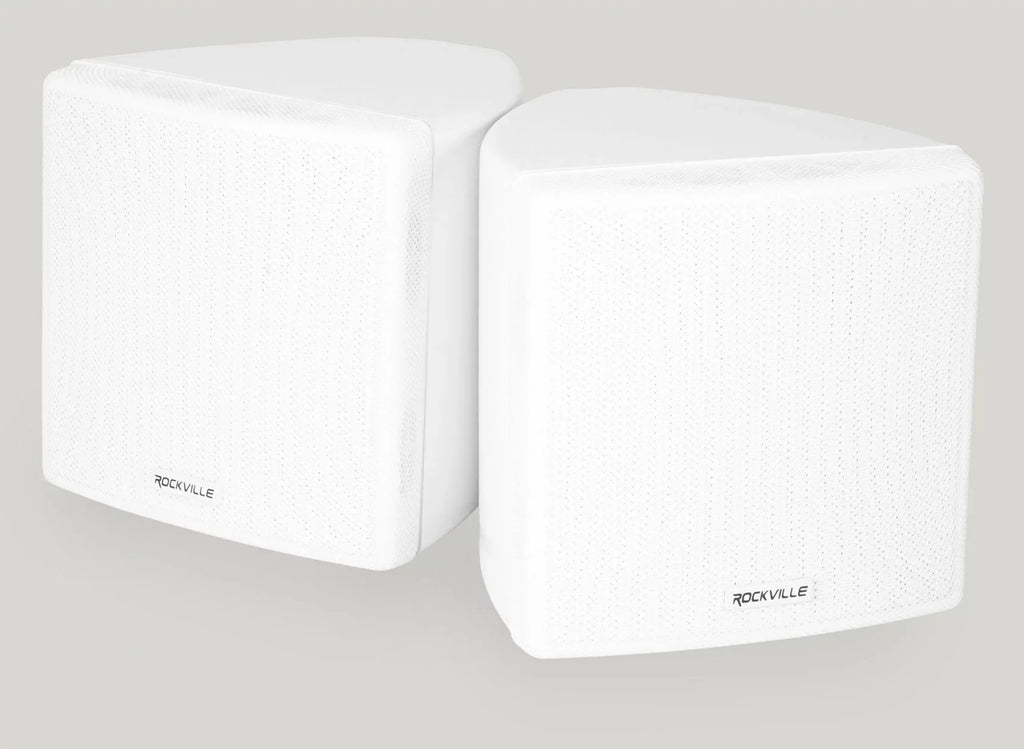 White 4-Room Wall Rockville Speakers Audio Home RPA40BT Receiver+(8) Cube Kit