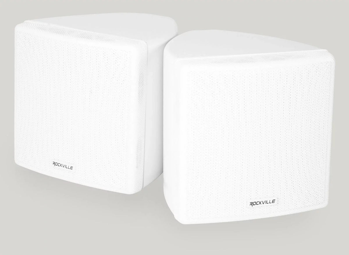 White 4-Room Wall Rockville Speakers Audio Home RPA40BT Receiver+(8) Cube Kit