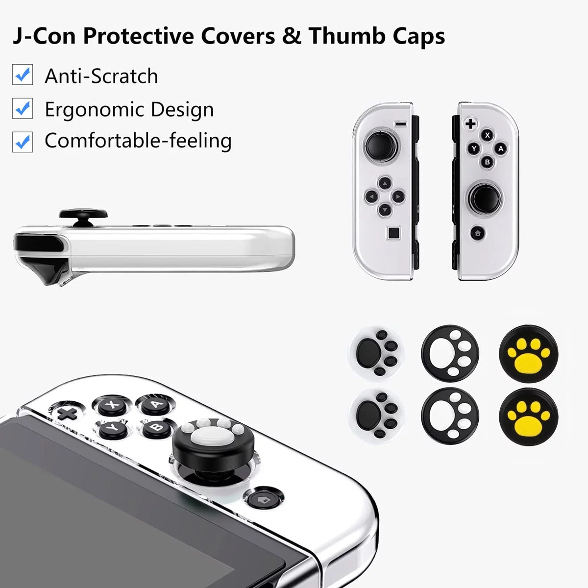 EEEkit for Kit Tempered Nintendo Carrying Glass OLED, Switch Thumb with More, Protector, Bundle 16-in-1 Grips, Black Case, Accessories Accessories Fit Case, Cover Protective Screen and
