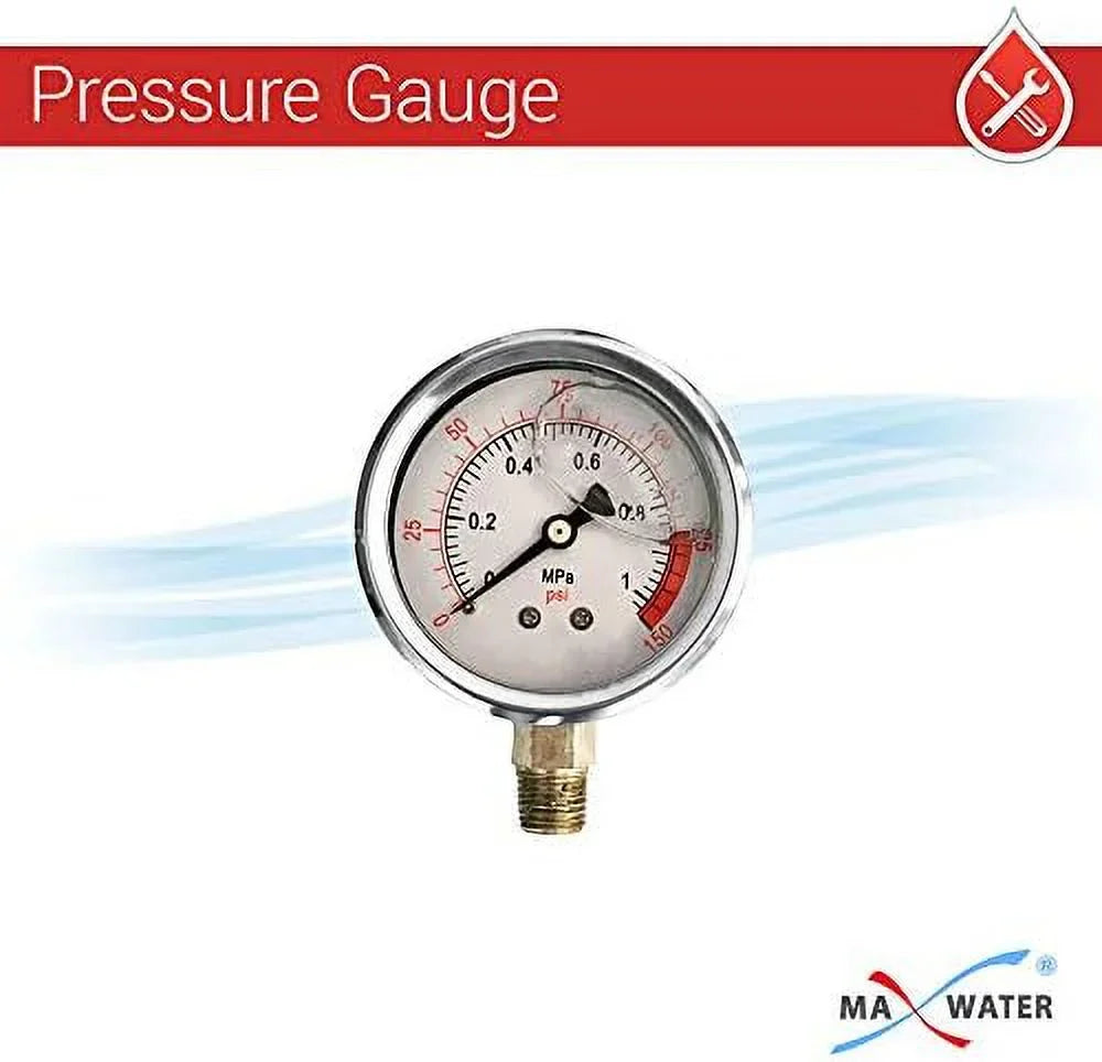 NPT 1" Filter House Brass Whole Housing Gauges, 2 Brackets Clear Pressure Release, 2 W/Pressure System Pack 2 BB Wrench 10" Ports